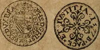 An illustration from Ordonnancie ende instructie naer de welcke voort-aen hen moeten reguleren die ghesworen wisselaers ofte collecteurs vande goude ende silvere penningen, wesende verboden, gheschroyt, te licht oft te seer versleten, ende oversulex verclaert ende ghehouden voor billoen, daer toe geoommitteert om de selve te leveren inde munten van Sijne Majesteyt, ende al daer bekeert te worden in penninghen van hunnen slaghe (1633)