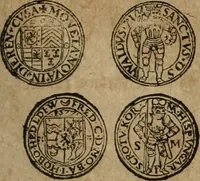 An illustration from Ordonnancie ende instructie naer de welcke voort-aen hen moeten reguleren die ghesworen wisselaers ofte collecteurs vande goude ende silvere penningen, wesende verboden, gheschroyt, te licht oft te seer versleten, ende oversulex verclaert ende ghehouden voor billoen, daer toe geoommitteert om de selve te leveren inde munten van Sijne Majesteyt, ende al daer bekeert te worden in penninghen van hunnen slaghe (1633)