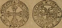 An illustration from Ordonnancie ende instructie naer de welcke voort-aen hen moeten reguleren die ghesworen wisselaers ofte collecteurs vande goude ende silvere penningen, wesende verboden, gheschroyt, te licht oft te seer versleten, ende oversulex verclaert ende ghehouden voor billoen, daer toe geoommitteert om de selve te leveren inde munten van Sijne Majesteyt, ende al daer bekeert te worden in penninghen van hunnen slaghe (1633)