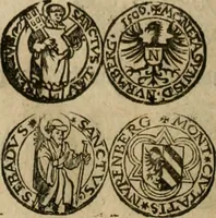 An illustration from Ordonnancie ende instructie naer de welcke voort-aen hen moeten reguleren die ghesworen wisselaers ofte collecteurs vande goude ende silvere penningen, wesende verboden, gheschroyt, te licht oft te seer versleten, ende oversulex verclaert ende ghehouden voor billoen, daer toe geoommitteert om de selve te leveren inde munten van Sijne Majesteyt, ende al daer bekeert te worden in penninghen van hunnen slaghe (1633)