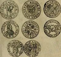An illustration from Ordonnancie ende instructie naer de welcke voort-aen hen moeten reguleren die ghesworen wisselaers ofte collecteurs vande goude ende silvere penningen, wesende verboden, gheschroyt, te licht oft te seer versleten, ende oversulex verclaert ende ghehouden voor billoen, daer toe geoommitteert om de selve te leveren inde munten van Sijne Majesteyt, ende al daer bekeert te worden in penninghen van hunnen slaghe (1633)