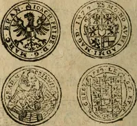 An illustration from Ordonnancie ende instructie naer de welcke voort-aen hen moeten reguleren die ghesworen wisselaers ofte collecteurs vande goude ende silvere penningen, wesende verboden, gheschroyt, te licht oft te seer versleten, ende oversulex verclaert ende ghehouden voor billoen, daer toe geoommitteert om de selve te leveren inde munten van Sijne Majesteyt, ende al daer bekeert te worden in penninghen van hunnen slaghe (1633)