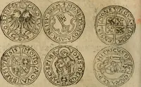 An illustration from Ordonnancie ende instructie naer de welcke voort-aen hen moeten reguleren die ghesworen wisselaers ofte collecteurs vande goude ende silvere penningen, wesende verboden, gheschroyt, te licht oft te seer versleten, ende oversulex verclaert ende ghehouden voor billoen, daer toe geoommitteert om de selve te leveren inde munten van Sijne Majesteyt, ende al daer bekeert te worden in penninghen van hunnen slaghe (1633)