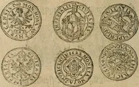An illustration from Ordonnancie ende instructie naer de welcke voort-aen hen moeten reguleren die ghesworen wisselaers ofte collecteurs vande goude ende silvere penningen, wesende verboden, gheschroyt, te licht oft te seer versleten, ende oversulex verclaert ende ghehouden voor billoen, daer toe geoommitteert om de selve te leveren inde munten van Sijne Majesteyt, ende al daer bekeert te worden in penninghen van hunnen slaghe (1633)