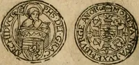 An illustration from Ordonnancie ende instructie naer de welcke voort-aen hen moeten reguleren die ghesworen wisselaers ofte collecteurs vande goude ende silvere penningen, wesende verboden, gheschroyt, te licht oft te seer versleten, ende oversulex verclaert ende ghehouden voor billoen, daer toe geoommitteert om de selve te leveren inde munten van Sijne Majesteyt, ende al daer bekeert te worden in penninghen van hunnen slaghe (1633)