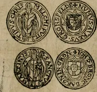 An illustration from Ordonnancie ende instructie naer de welcke voort-aen hen moeten reguleren die ghesworen wisselaers ofte collecteurs vande goude ende silvere penningen, wesende verboden, gheschroyt, te licht oft te seer versleten, ende oversulex verclaert ende ghehouden voor billoen, daer toe geoommitteert om de selve te leveren inde munten van Sijne Majesteyt, ende al daer bekeert te worden in penninghen van hunnen slaghe (1633)