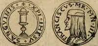 An illustration from Ordonnancie ende instructie naer de welcke voort-aen hen moeten reguleren die ghesworen wisselaers ofte collecteurs vande goude ende silvere penningen, wesende verboden, gheschroyt, te licht oft te seer versleten, ende oversulex verclaert ende ghehouden voor billoen, daer toe geoommitteert om de selve te leveren inde munten van Sijne Majesteyt, ende al daer bekeert te worden in penninghen van hunnen slaghe (1633)