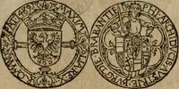 An illustration from Ordonnancie ende instructie naer de welcke voort-aen hen moeten reguleren die ghesworen wisselaers ofte collecteurs vande goude ende silvere penningen, wesende verboden, gheschroyt, te licht oft te seer versleten, ende oversulex verclaert ende ghehouden voor billoen, daer toe geoommitteert om de selve te leveren inde munten van Sijne Majesteyt, ende al daer bekeert te worden in penninghen van hunnen slaghe (1633)