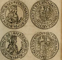 An illustration from Ordonnancie ende instructie naer de welcke voort-aen hen moeten reguleren die ghesworen wisselaers ofte collecteurs vande goude ende silvere penningen, wesende verboden, gheschroyt, te licht oft te seer versleten, ende oversulex verclaert ende ghehouden voor billoen, daer toe geoommitteert om de selve te leveren inde munten van Sijne Majesteyt, ende al daer bekeert te worden in penninghen van hunnen slaghe (1633)