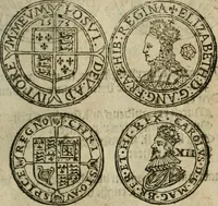 An illustration from Ordonnancie ende instructie naer de welcke voort-aen hen moeten reguleren die ghesworen wisselaers ofte collecteurs vande goude ende silvere penningen, wesende verboden, gheschroyt, te licht oft te seer versleten, ende oversulex verclaert ende ghehouden voor billoen, daer toe geoommitteert om de selve te leveren inde munten van Sijne Majesteyt, ende al daer bekeert te worden in penninghen van hunnen slaghe (1633)