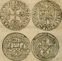 An illustration from Ordonnancie ende instructie naer de welcke voort-aen hen moeten reguleren die ghesworen wisselaers ofte collecteurs vande goude ende silvere penningen, wesende verboden, gheschroyt, te licht oft te seer versleten, ende oversulex verclaert ende ghehouden voor billoen, daer toe geoommitteert om de selve te leveren inde munten van Sijne Majesteyt, ende al daer bekeert te worden in penninghen van hunnen slaghe (1633)