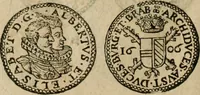 An illustration from Ordonnancie ende instructie naer de welcke voort-aen hen moeten reguleren die ghesworen wisselaers ofte collecteurs vande goude ende silvere penningen, wesende verboden, gheschroyt, te licht oft te seer versleten, ende oversulex verclaert ende ghehouden voor billoen, daer toe geoommitteert om de selve te leveren inde munten van Sijne Majesteyt, ende al daer bekeert te worden in penninghen van hunnen slaghe (1633)