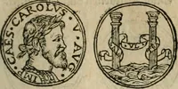 An illustration from Ordonnancie ende instructie naer de welcke voort-aen hen moeten reguleren die ghesworen wisselaers ofte collecteurs vande goude ende silvere penningen, wesende verboden, gheschroyt, te licht oft te seer versleten, ende oversulex verclaert ende ghehouden voor billoen, daer toe geoommitteert om de selve te leveren inde munten van Sijne Majesteyt, ende al daer bekeert te worden in penninghen van hunnen slaghe (1633)
