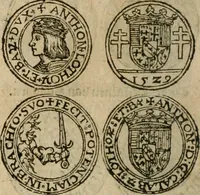An illustration from Ordonnancie ende instructie naer de welcke voort-aen hen moeten reguleren die ghesworen wisselaers ofte collecteurs vande goude ende silvere penningen, wesende verboden, gheschroyt, te licht oft te seer versleten, ende oversulex verclaert ende ghehouden voor billoen, daer toe geoommitteert om de selve te leveren inde munten van Sijne Majesteyt, ende al daer bekeert te worden in penninghen van hunnen slaghe (1633)