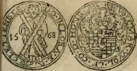 An illustration from Ordonnancie ende instructie naer de welcke voort-aen hen moeten reguleren die ghesworen wisselaers ofte collecteurs vande goude ende silvere penningen, wesende verboden, gheschroyt, te licht oft te seer versleten, ende oversulex verclaert ende ghehouden voor billoen, daer toe geoommitteert om de selve te leveren inde munten van Sijne Majesteyt, ende al daer bekeert te worden in penninghen van hunnen slaghe (1633)