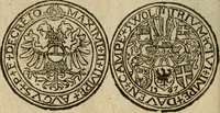 An illustration from Ordonnancie ende instructie naer de welcke voort-aen hen moeten reguleren die ghesworen wisselaers ofte collecteurs vande goude ende silvere penningen, wesende verboden, gheschroyt, te licht oft te seer versleten, ende oversulex verclaert ende ghehouden voor billoen, daer toe geoommitteert om de selve te leveren inde munten van Sijne Majesteyt, ende al daer bekeert te worden in penninghen van hunnen slaghe (1633)