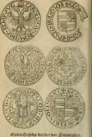 An illustration from Ordonnancie ende instructie naer de welcke voort-aen hen moeten reguleren die ghesworen wisselaers ofte collecteurs vande goude ende silvere penningen, wesende verboden, gheschroyt, te licht oft te seer versleten, ende oversulex verclaert ende ghehouden voor billoen, daer toe geoommitteert om de selve te leveren inde munten van Sijne Majesteyt, ende al daer bekeert te worden in penninghen van hunnen slaghe (1633)