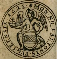 An illustration from Ordonnancie ende instructie naer de welcke voort-aen hen moeten reguleren die ghesworen wisselaers ofte collecteurs vande goude ende silvere penningen, wesende verboden, gheschroyt, te licht oft te seer versleten, ende oversulex verclaert ende ghehouden voor billoen, daer toe geoommitteert om de selve te leveren inde munten van Sijne Majesteyt, ende al daer bekeert te worden in penninghen van hunnen slaghe (1633)
