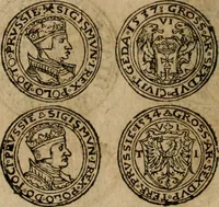 An illustration from Ordonnancie ende instructie naer de welcke voort-aen hen moeten reguleren die ghesworen wisselaers ofte collecteurs vande goude ende silvere penningen, wesende verboden, gheschroyt, te licht oft te seer versleten, ende oversulex verclaert ende ghehouden voor billoen, daer toe geoommitteert om de selve te leveren inde munten van Sijne Majesteyt, ende al daer bekeert te worden in penninghen van hunnen slaghe (1633)