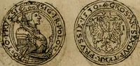 An illustration from Ordonnancie ende instructie naer de welcke voort-aen hen moeten reguleren die ghesworen wisselaers ofte collecteurs vande goude ende silvere penningen, wesende verboden, gheschroyt, te licht oft te seer versleten, ende oversulex verclaert ende ghehouden voor billoen, daer toe geoommitteert om de selve te leveren inde munten van Sijne Majesteyt, ende al daer bekeert te worden in penninghen van hunnen slaghe (1633)