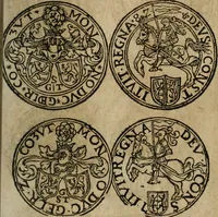 An illustration from Ordonnancie ende instructie naer de welcke voort-aen hen moeten reguleren die ghesworen wisselaers ofte collecteurs vande goude ende silvere penningen, wesende verboden, gheschroyt, te licht oft te seer versleten, ende oversulex verclaert ende ghehouden voor billoen, daer toe geoommitteert om de selve te leveren inde munten van Sijne Majesteyt, ende al daer bekeert te worden in penninghen van hunnen slaghe (1633)