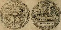 An illustration from Ordonnancie ende instructie naer de welcke voort-aen hen moeten reguleren die ghesworen wisselaers ofte collecteurs vande goude ende silvere penningen, wesende verboden, gheschroyt, te licht oft te seer versleten, ende oversulex verclaert ende ghehouden voor billoen, daer toe geoommitteert om de selve te leveren inde munten van Sijne Majesteyt, ende al daer bekeert te worden in penninghen van hunnen slaghe (1633)