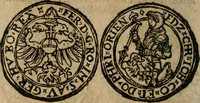 An illustration from Ordonnancie ende instructie naer de welcke voort-aen hen moeten reguleren die ghesworen wisselaers ofte collecteurs vande goude ende silvere penningen, wesende verboden, gheschroyt, te licht oft te seer versleten, ende oversulex verclaert ende ghehouden voor billoen, daer toe geoommitteert om de selve te leveren inde munten van Sijne Majesteyt, ende al daer bekeert te worden in penninghen van hunnen slaghe (1633)