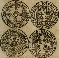 An illustration from Ordonnancie ende instructie naer de welcke voort-aen hen moeten reguleren die ghesworen wisselaers ofte collecteurs vande goude ende silvere penningen, wesende verboden, gheschroyt, te licht oft te seer versleten, ende oversulex verclaert ende ghehouden voor billoen, daer toe geoommitteert om de selve te leveren inde munten van Sijne Majesteyt, ende al daer bekeert te worden in penninghen van hunnen slaghe (1633)