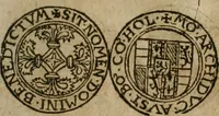 An illustration from Ordonnancie ende instructie naer de welcke voort-aen hen moeten reguleren die ghesworen wisselaers ofte collecteurs vande goude ende silvere penningen, wesende verboden, gheschroyt, te licht oft te seer versleten, ende oversulex verclaert ende ghehouden voor billoen, daer toe geoommitteert om de selve te leveren inde munten van Sijne Majesteyt, ende al daer bekeert te worden in penninghen van hunnen slaghe (1633)