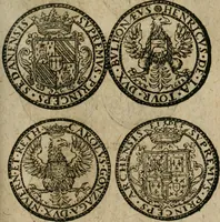 An illustration from Ordonnancie ende instructie naer de welcke voort-aen hen moeten reguleren die ghesworen wisselaers ofte collecteurs vande goude ende silvere penningen, wesende verboden, gheschroyt, te licht oft te seer versleten, ende oversulex verclaert ende ghehouden voor billoen, daer toe geoommitteert om de selve te leveren inde munten van Sijne Majesteyt, ende al daer bekeert te worden in penninghen van hunnen slaghe (1633)