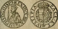 An illustration from Ordonnancie ende instructie naer de welcke voort-aen hen moeten reguleren die ghesworen wisselaers ofte collecteurs vande goude ende silvere penningen, wesende verboden, gheschroyt, te licht oft te seer versleten, ende oversulex verclaert ende ghehouden voor billoen, daer toe geoommitteert om de selve te leveren inde munten van Sijne Majesteyt, ende al daer bekeert te worden in penninghen van hunnen slaghe (1633)