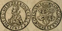 An illustration from Ordonnancie ende instructie naer de welcke voort-aen hen moeten reguleren die ghesworen wisselaers ofte collecteurs vande goude ende silvere penningen, wesende verboden, gheschroyt, te licht oft te seer versleten, ende oversulex verclaert ende ghehouden voor billoen, daer toe geoommitteert om de selve te leveren inde munten van Sijne Majesteyt, ende al daer bekeert te worden in penninghen van hunnen slaghe (1633)
