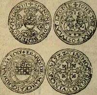An illustration from Ordonnancie ende instructie naer de welcke voort-aen hen moeten reguleren die ghesworen wisselaers ofte collecteurs vande goude ende silvere penningen, wesende verboden, gheschroyt, te licht oft te seer versleten, ende oversulex verclaert ende ghehouden voor billoen, daer toe geoommitteert om de selve te leveren inde munten van Sijne Majesteyt, ende al daer bekeert te worden in penninghen van hunnen slaghe (1633)