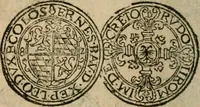 An illustration from Ordonnancie ende instructie naer de welcke voort-aen hen moeten reguleren die ghesworen wisselaers ofte collecteurs vande goude ende silvere penningen, wesende verboden, gheschroyt, te licht oft te seer versleten, ende oversulex verclaert ende ghehouden voor billoen, daer toe geoommitteert om de selve te leveren inde munten van Sijne Majesteyt, ende al daer bekeert te worden in penninghen van hunnen slaghe (1633)
