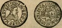 An illustration from Ordonnancie ende instructie naer de welcke voort-aen hen moeten reguleren die ghesworen wisselaers ofte collecteurs vande goude ende silvere penningen, wesende verboden, gheschroyt, te licht oft te seer versleten, ende oversulex verclaert ende ghehouden voor billoen, daer toe geoommitteert om de selve te leveren inde munten van Sijne Majesteyt, ende al daer bekeert te worden in penninghen van hunnen slaghe (1633)