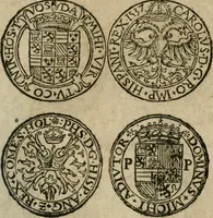 An illustration from Ordonnancie ende instructie naer de welcke voort-aen hen moeten reguleren die ghesworen wisselaers ofte collecteurs vande goude ende silvere penningen, wesende verboden, gheschroyt, te licht oft te seer versleten, ende oversulex verclaert ende ghehouden voor billoen, daer toe geoommitteert om de selve te leveren inde munten van Sijne Majesteyt, ende al daer bekeert te worden in penninghen van hunnen slaghe (1633)