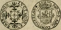 An illustration from Ordonnancie ende instructie naer de welcke voort-aen hen moeten reguleren die ghesworen wisselaers ofte collecteurs vande goude ende silvere penningen, wesende verboden, gheschroyt, te licht oft te seer versleten, ende oversulex verclaert ende ghehouden voor billoen, daer toe geoommitteert om de selve te leveren inde munten van Sijne Majesteyt, ende al daer bekeert te worden in penninghen van hunnen slaghe (1633)