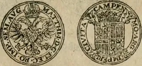An illustration from Ordonnancie ende instructie naer de welcke voort-aen hen moeten reguleren die ghesworen wisselaers ofte collecteurs vande goude ende silvere penningen, wesende verboden, gheschroyt, te licht oft te seer versleten, ende oversulex verclaert ende ghehouden voor billoen, daer toe geoommitteert om de selve te leveren inde munten van Sijne Majesteyt, ende al daer bekeert te worden in penninghen van hunnen slaghe (1633)