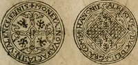 An illustration from Ordonnancie ende instructie naer de welcke voort-aen hen moeten reguleren die ghesworen wisselaers ofte collecteurs vande goude ende silvere penningen, wesende verboden, gheschroyt, te licht oft te seer versleten, ende oversulex verclaert ende ghehouden voor billoen, daer toe geoommitteert om de selve te leveren inde munten van Sijne Majesteyt, ende al daer bekeert te worden in penninghen van hunnen slaghe (1633)