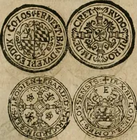 An illustration from Ordonnancie ende instructie naer de welcke voort-aen hen moeten reguleren die ghesworen wisselaers ofte collecteurs vande goude ende silvere penningen, wesende verboden, gheschroyt, te licht oft te seer versleten, ende oversulex verclaert ende ghehouden voor billoen, daer toe geoommitteert om de selve te leveren inde munten van Sijne Majesteyt, ende al daer bekeert te worden in penninghen van hunnen slaghe (1633)