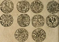 An illustration from Ordonnancie ende instructie naer de welcke voort-aen hen moeten reguleren die ghesworen wisselaers ofte collecteurs vande goude ende silvere penningen, wesende verboden, gheschroyt, te licht oft te seer versleten, ende oversulex verclaert ende ghehouden voor billoen, daer toe geoommitteert om de selve te leveren inde munten van Sijne Majesteyt, ende al daer bekeert te worden in penninghen van hunnen slaghe (1633)