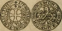 An illustration from Ordonnancie ende instructie naer de welcke voort-aen hen moeten reguleren die ghesworen wisselaers ofte collecteurs vande goude ende silvere penningen, wesende verboden, gheschroyt, te licht oft te seer versleten, ende oversulex verclaert ende ghehouden voor billoen, daer toe geoommitteert om de selve te leveren inde munten van Sijne Majesteyt, ende al daer bekeert te worden in penninghen van hunnen slaghe (1633)