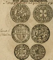 An illustration from Ordonnancie ende instructie naer de welcke voort-aen hen moeten reguleren die ghesworen wisselaers ofte collecteurs vande goude ende silvere penningen, wesende verboden, gheschroyt, te licht oft te seer versleten, ende oversulex verclaert ende ghehouden voor billoen, daer toe geoommitteert om de selve te leveren inde munten van Sijne Majesteyt, ende al daer bekeert te worden in penninghen van hunnen slaghe (1633)