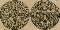An illustration from Ordonnancie ende instructie naer de welcke voort-aen hen moeten reguleren die ghesworen wisselaers ofte collecteurs vande goude ende silvere penningen, wesende verboden, gheschroyt, te licht oft te seer versleten, ende oversulex verclaert ende ghehouden voor billoen, daer toe geoommitteert om de selve te leveren inde munten van Sijne Majesteyt, ende al daer bekeert te worden in penninghen van hunnen slaghe (1633)