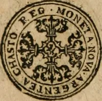 An illustration from Ordonnancie ende instructie naer de welcke voort-aen hen moeten reguleren die ghesworen wisselaers ofte collecteurs vande goude ende silvere penningen, wesende verboden, gheschroyt, te licht oft te seer versleten, ende oversulex verclaert ende ghehouden voor billoen, daer toe geoommitteert om de selve te leveren inde munten van Sijne Majesteyt, ende al daer bekeert te worden in penninghen van hunnen slaghe (1633)
