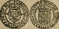 An illustration from Ordonnancie ende instructie naer de welcke voort-aen hen moeten reguleren die ghesworen wisselaers ofte collecteurs vande goude ende silvere penningen, wesende verboden, gheschroyt, te licht oft te seer versleten, ende oversulex verclaert ende ghehouden voor billoen, daer toe geoommitteert om de selve te leveren inde munten van Sijne Majesteyt, ende al daer bekeert te worden in penninghen van hunnen slaghe (1633)