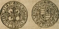 An illustration from Ordonnancie ende instructie naer de welcke voort-aen hen moeten reguleren die ghesworen wisselaers ofte collecteurs vande goude ende silvere penningen, wesende verboden, gheschroyt, te licht oft te seer versleten, ende oversulex verclaert ende ghehouden voor billoen, daer toe geoommitteert om de selve te leveren inde munten van Sijne Majesteyt, ende al daer bekeert te worden in penninghen van hunnen slaghe (1633)