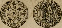 An illustration from Ordonnancie ende instructie naer de welcke voort-aen hen moeten reguleren die ghesworen wisselaers ofte collecteurs vande goude ende silvere penningen, wesende verboden, gheschroyt, te licht oft te seer versleten, ende oversulex verclaert ende ghehouden voor billoen, daer toe geoommitteert om de selve te leveren inde munten van Sijne Majesteyt, ende al daer bekeert te worden in penninghen van hunnen slaghe (1633)