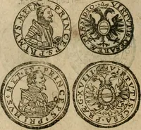 An illustration from Ordonnancie ende instructie naer de welcke voort-aen hen moeten reguleren die ghesworen wisselaers ofte collecteurs vande goude ende silvere penningen, wesende verboden, gheschroyt, te licht oft te seer versleten, ende oversulex verclaert ende ghehouden voor billoen, daer toe geoommitteert om de selve te leveren inde munten van Sijne Majesteyt, ende al daer bekeert te worden in penninghen van hunnen slaghe (1633)