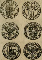 An illustration from Ordonnancie ende instructie naer de welcke voort-aen hen moeten reguleren die ghesworen wisselaers ofte collecteurs vande goude ende silvere penningen, wesende verboden, gheschroyt, te licht oft te seer versleten, ende oversulex verclaert ende ghehouden voor billoen, daer toe geoommitteert om de selve te leveren inde munten van Sijne Majesteyt, ende al daer bekeert te worden in penninghen van hunnen slaghe (1633)